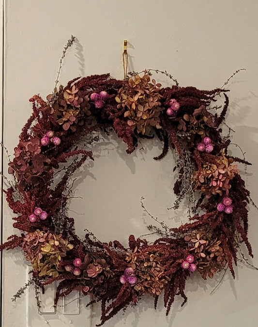Celosia, Hydrangea and Gomphrena Wreath