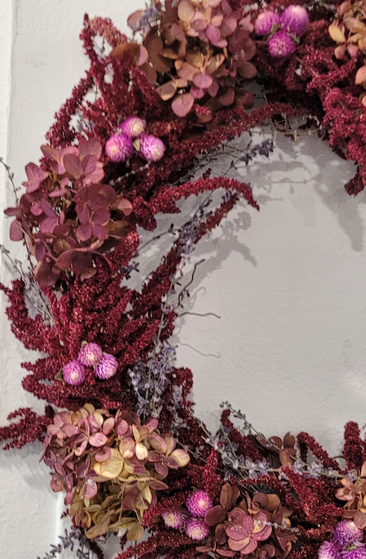 Celosia, Hydrangea and Gomphrena Wreath