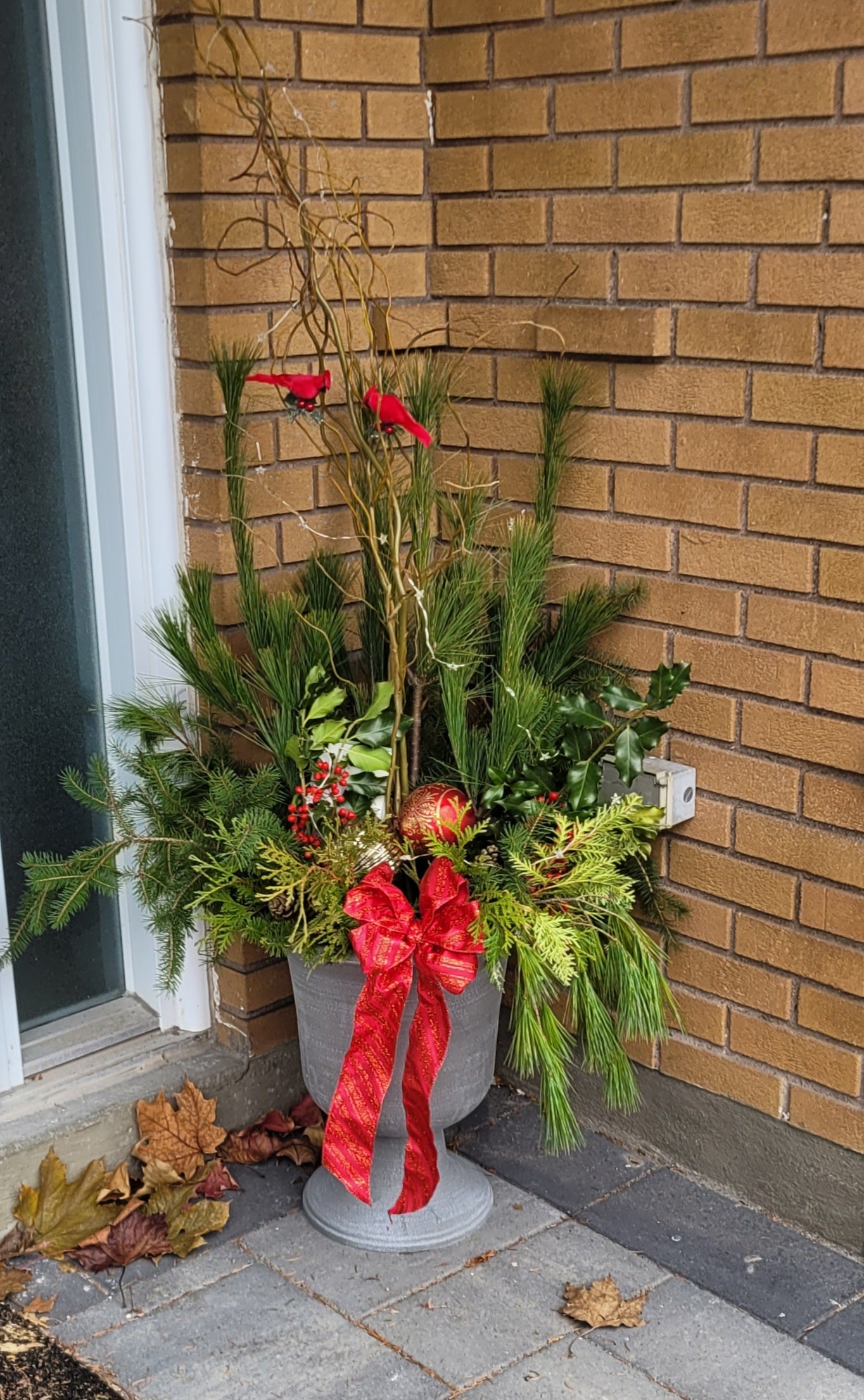 Deluxe Red Cardinal Christmas Urn